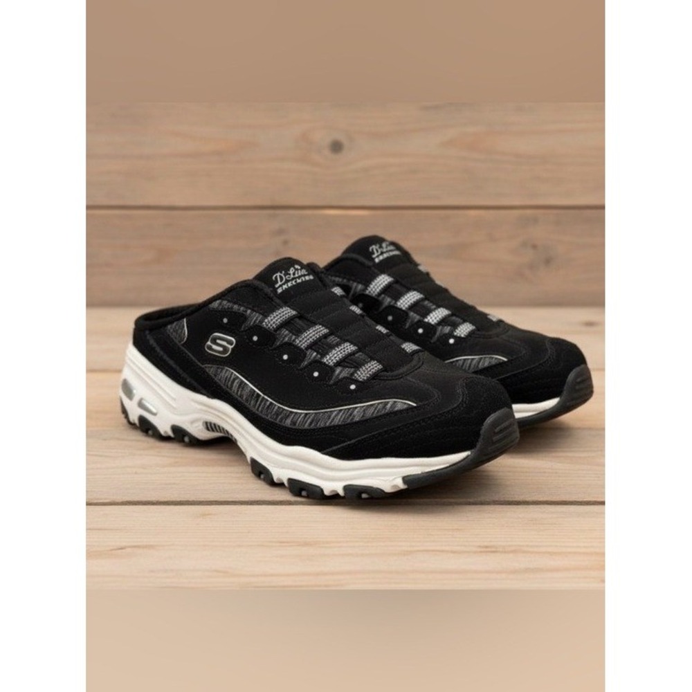 Skechers D'Lites Women's Black Resilient Slip on Sneaker Mules Size 7.5
